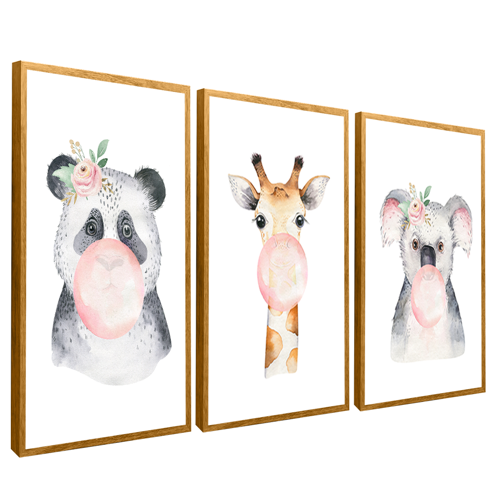 3 Pieces Animals and Bubblegum V1502 Canvas