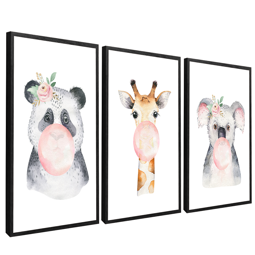 3 Pieces Animals and Bubblegum V1502 Canvas