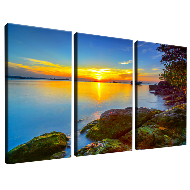 3 Pieces Bay in the Sunset V1579 Canvas