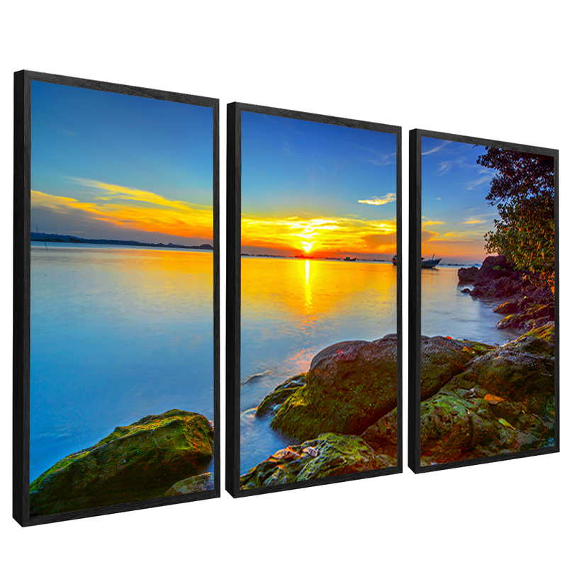 3 Pieces Bay in the Sunset V1579 Canvas