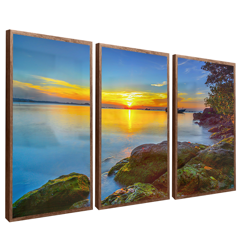 3 Pieces Bay in the Sunset V1579 Canvas