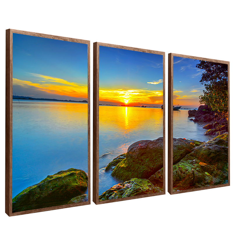 3 Pieces Bay in the Sunset V1579 Canvas