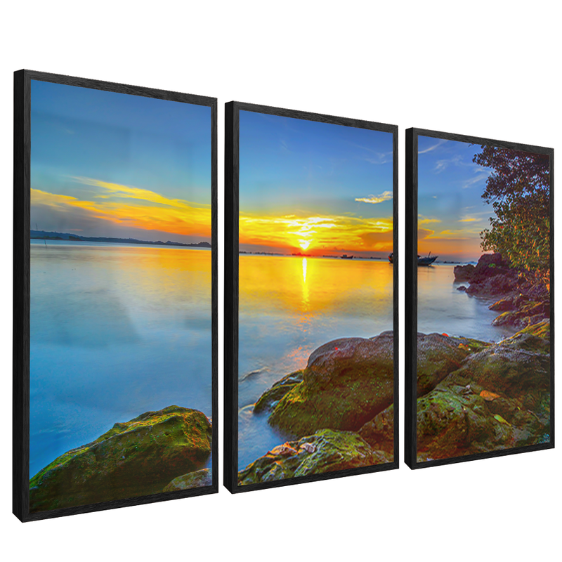 3 Pieces Bay in the Sunset V1579 Canvas