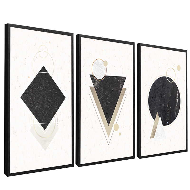 3 Pieces Black Shapes V1476 Canvas