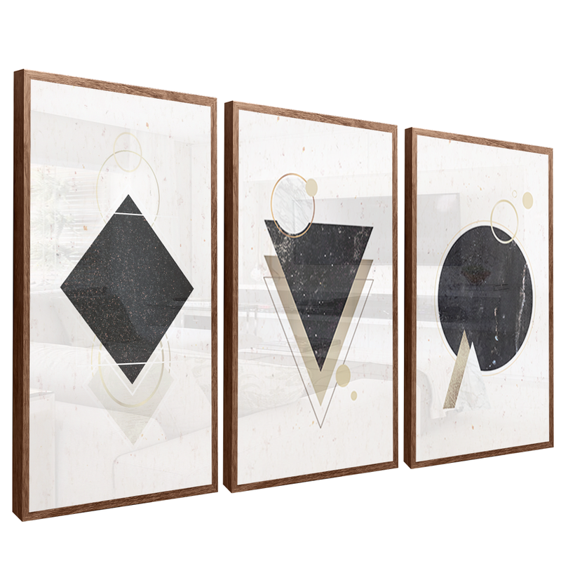 3 Pieces Black Shapes V1476 Canvas