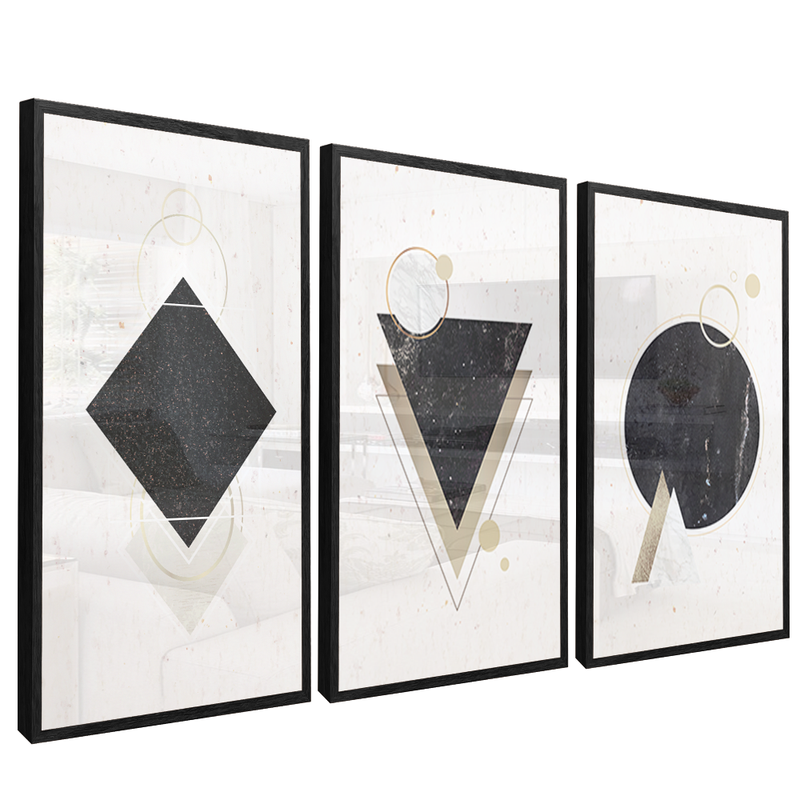 3 Pieces Black Shapes V1476 Canvas