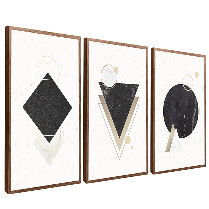 3 Pieces Black Shapes V1476 Canvas