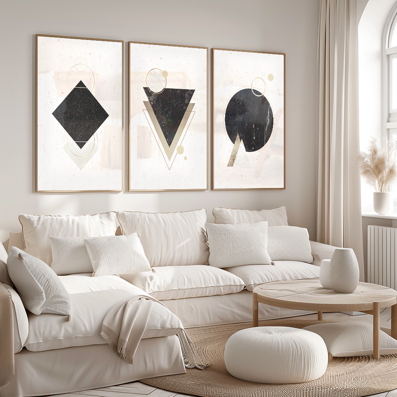 3 Pieces Black Shapes V1476 Canvas