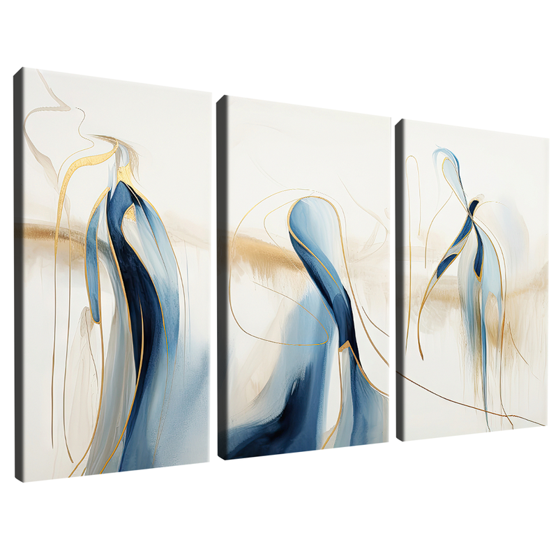 3 Pieces Blue Lines Minimalist V1456 Canvas