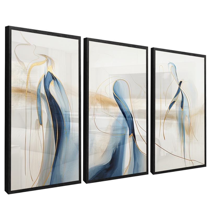 3 Pieces Blue Lines Minimalist V1456 Canvas