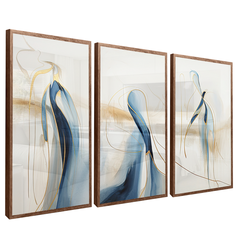 3 Pieces Blue Lines Minimalist V1456 Canvas