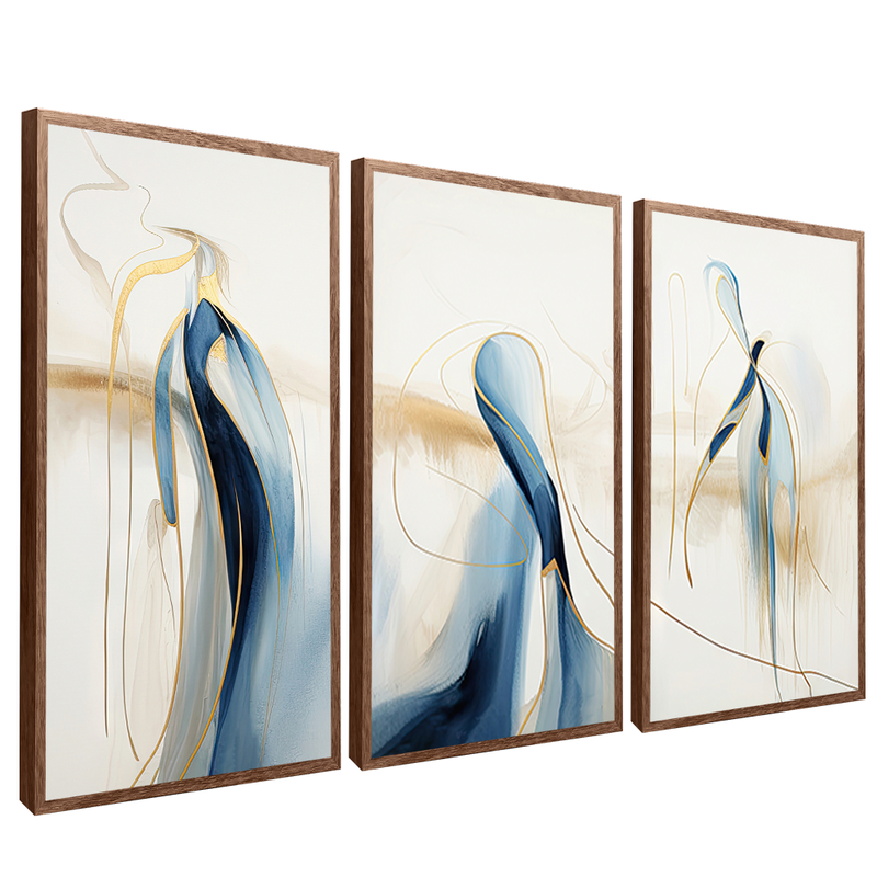 3 Pieces Blue Lines Minimalist V1456 Canvas