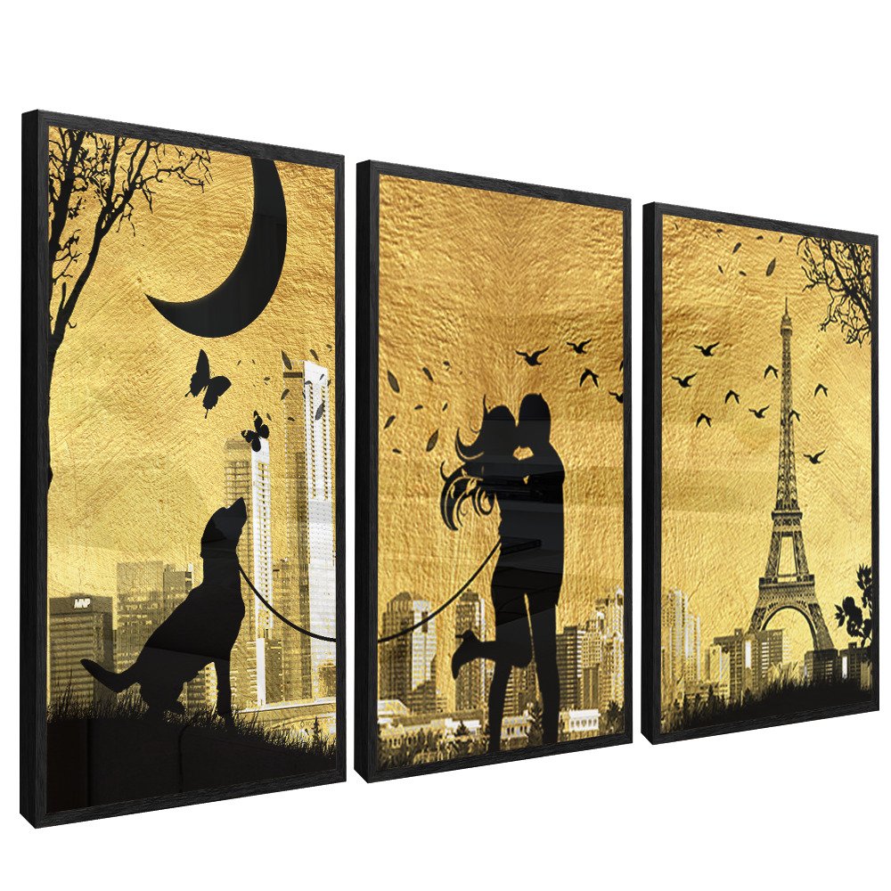 3 Pieces Couple in Paris V1495 Canvas