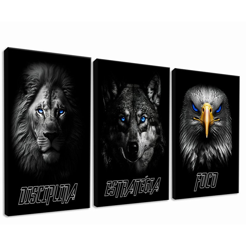 3 Pieces Discipline, Strategy, Focus V02 Canvas