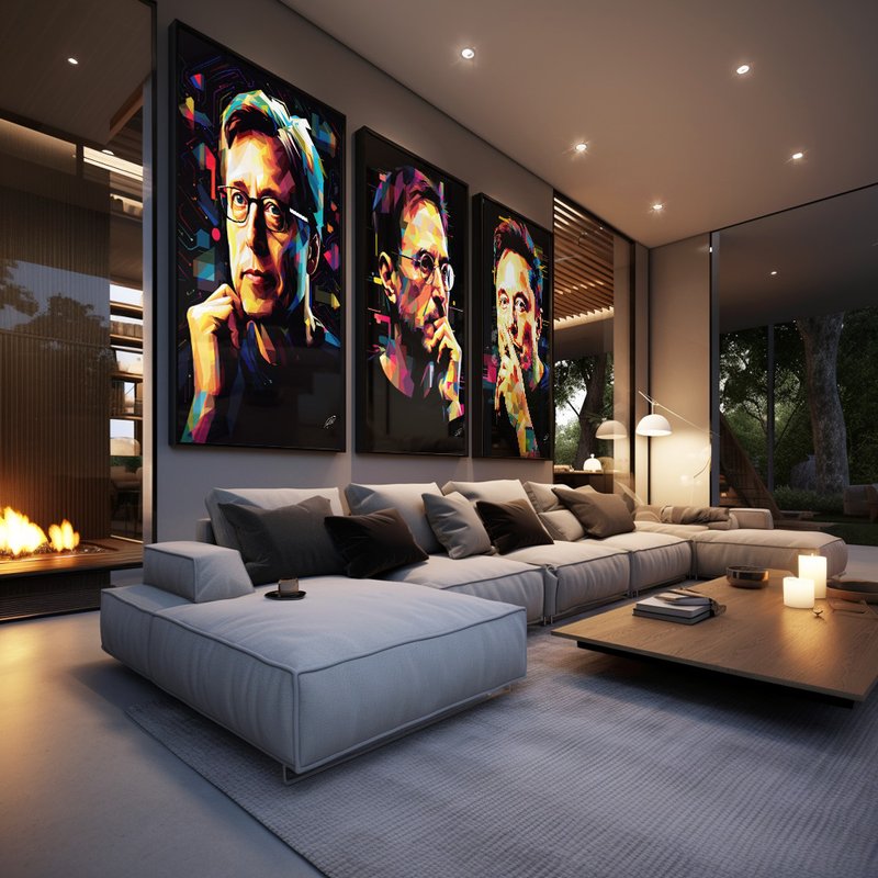 3 Pieces Elon Musk, Steve Jobs and Bill Gates Canvas