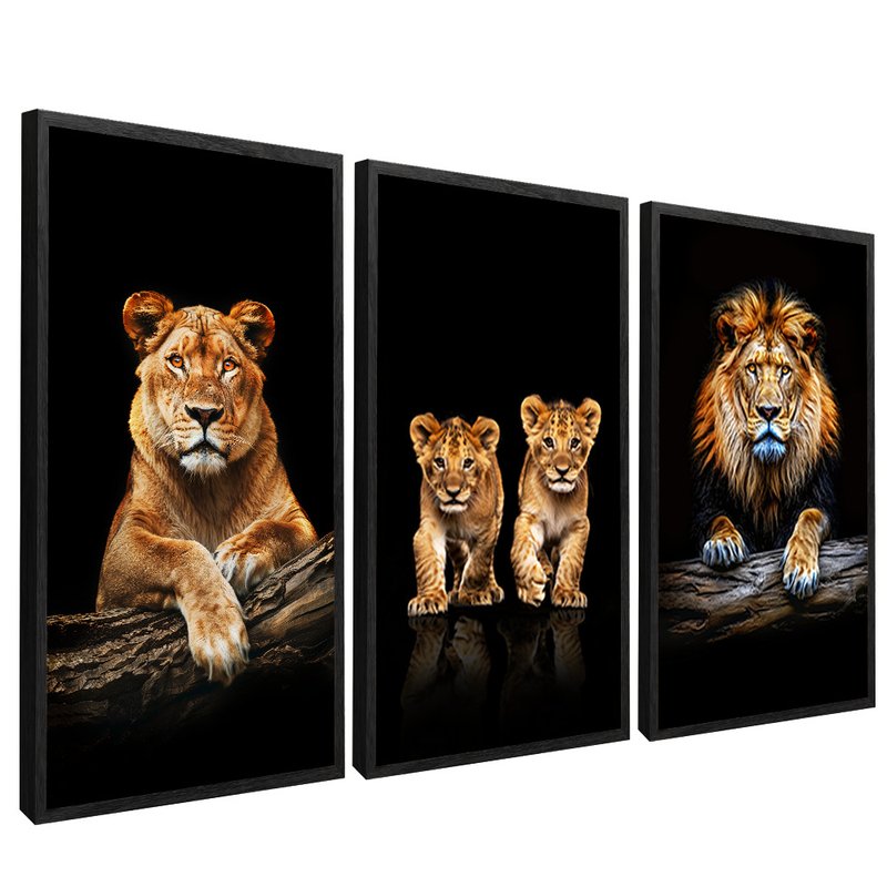 3 Pieces Family of Lions V1497 Canvas