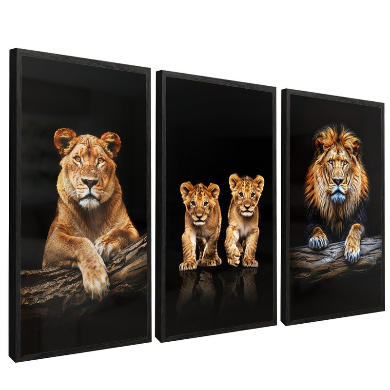 3 Pieces Family of Lions V1497 Canvas