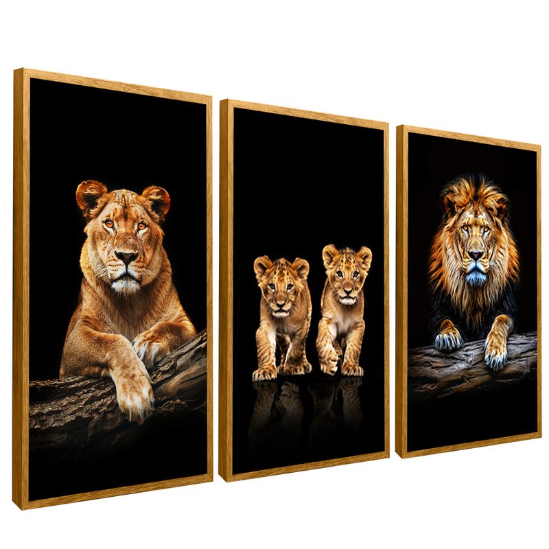 3 Pieces Family of Lions V1497 Canvas