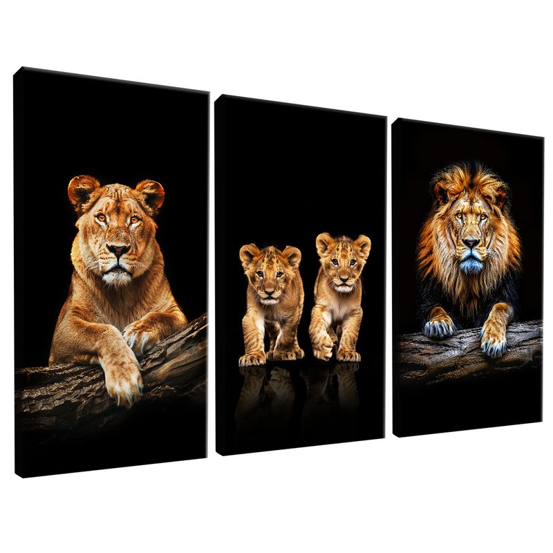 3 Pieces Family of Lions V1497 Canvas