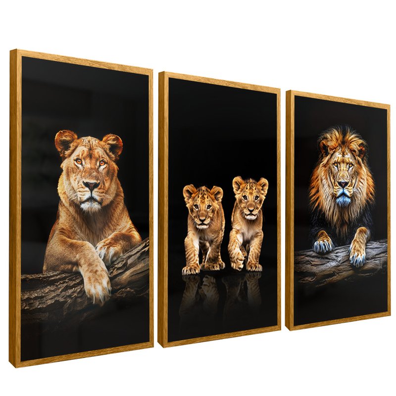 3 Pieces Family of Lions V1497 Canvas