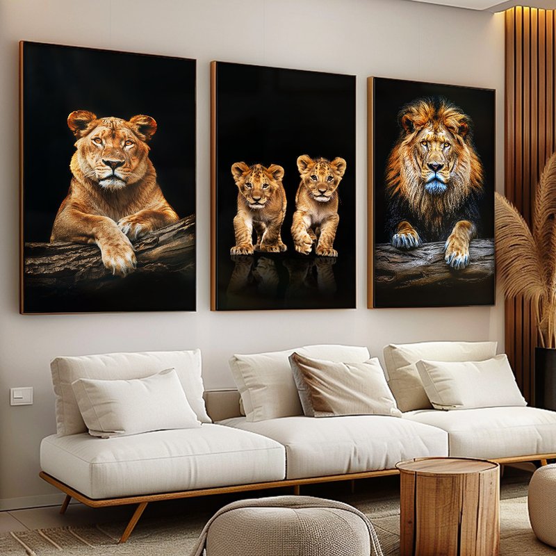 3 Pieces Family of Lions V1497 Canvas