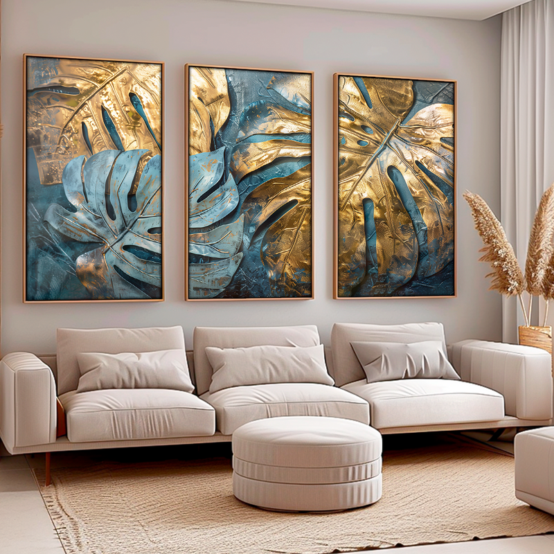 3 Pieces Floral and Ink V1487 Canvas