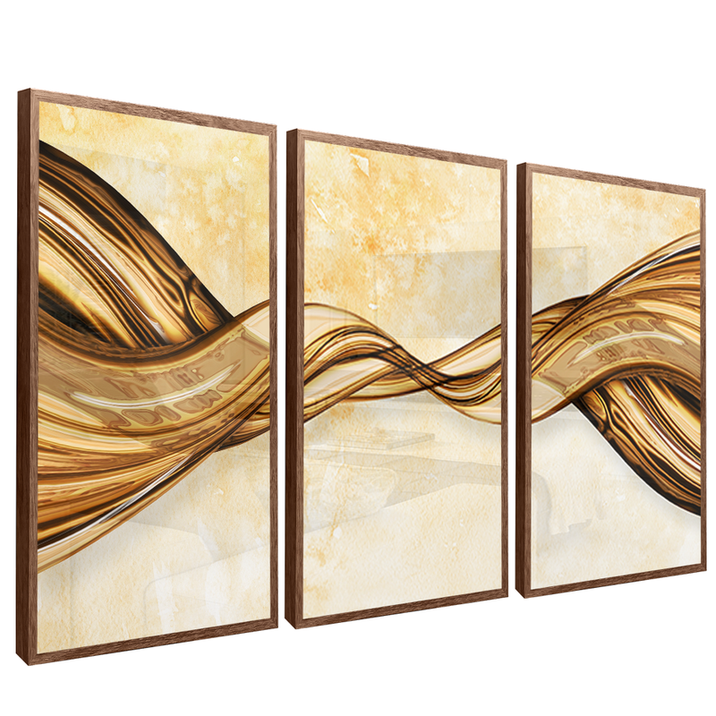 3 Pieces Golden Lines V1407 Canvas