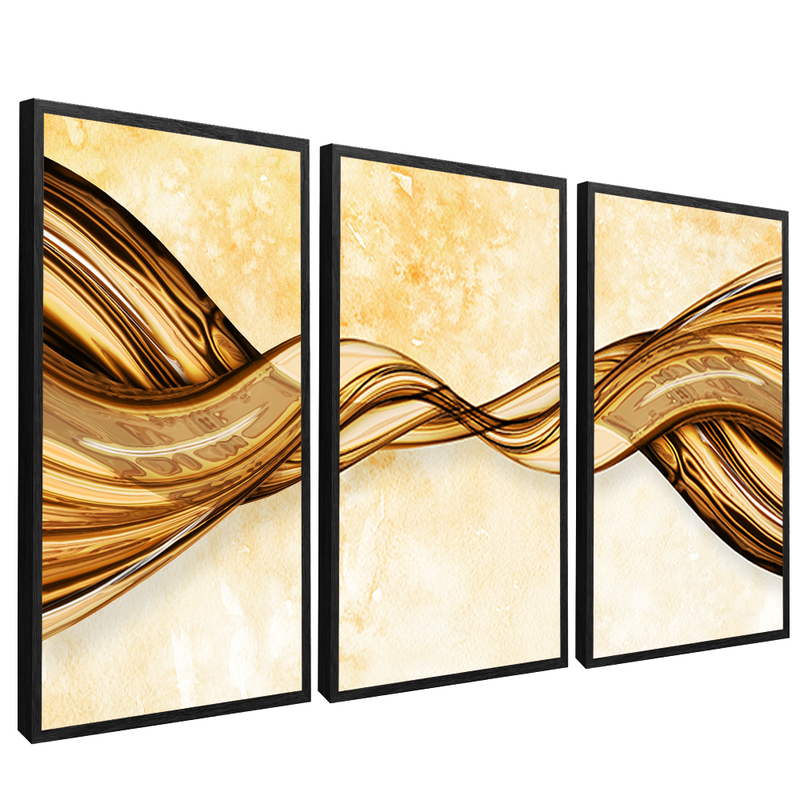 3 Pieces Golden Lines V1407 Canvas