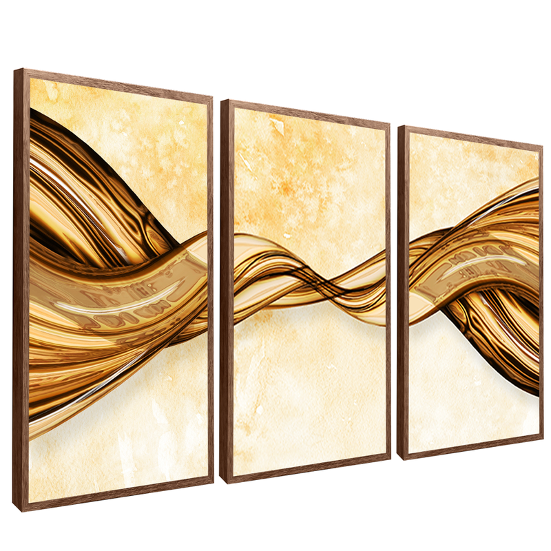 3 Pieces Golden Lines V1407 Canvas