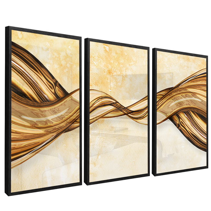 3 Pieces Golden Lines V1407 Canvas