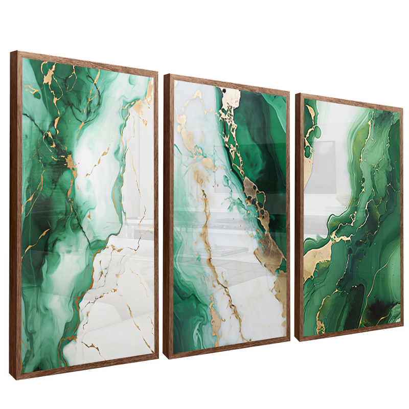 3 Pieces Green Marble V1438 Canvas