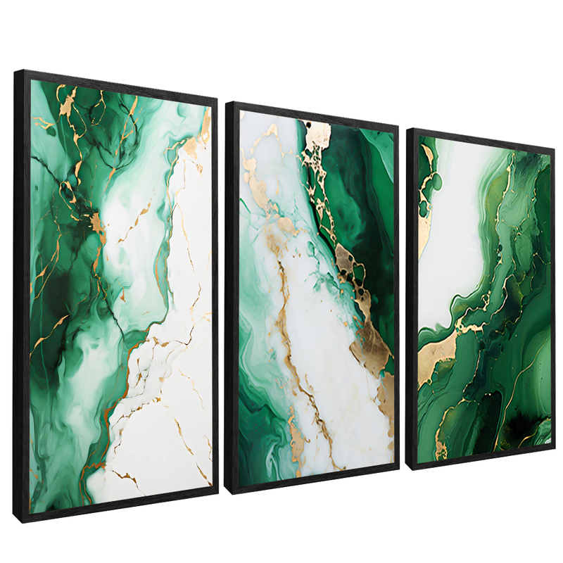 3 Pieces Green Marble V1438 Canvas