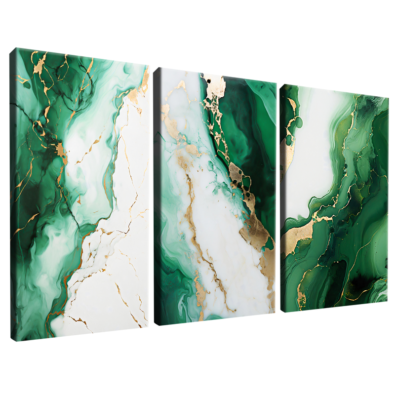 3 Pieces Green Marble V1438 Canvas