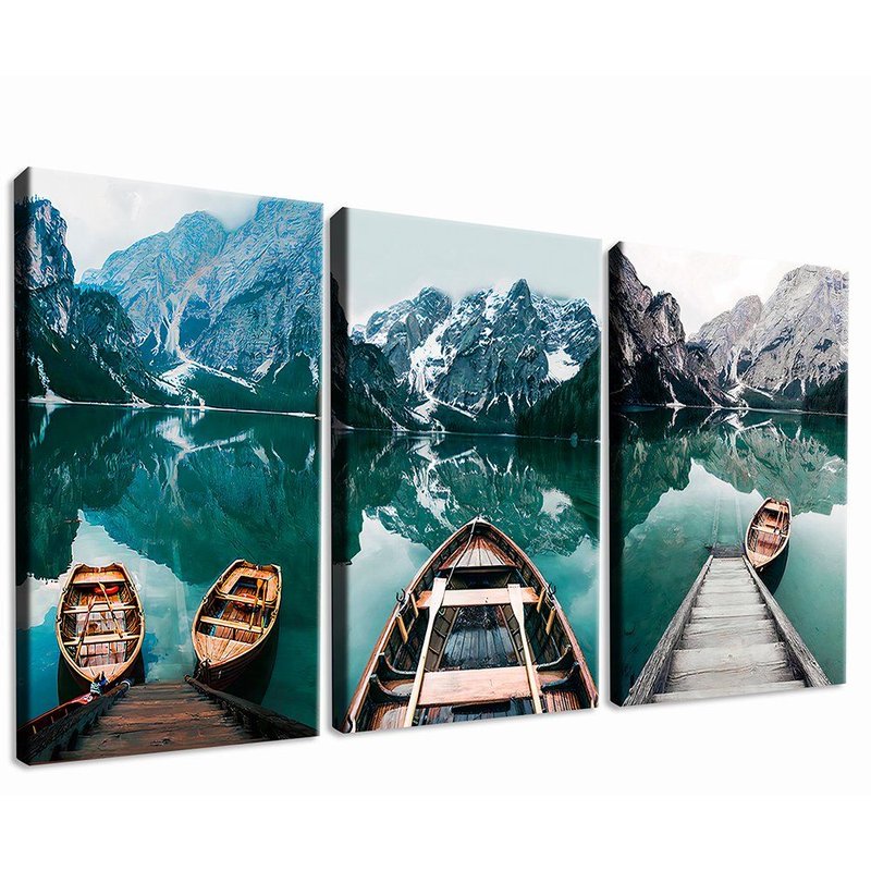 3 Pieces Landscape Boats Canvas