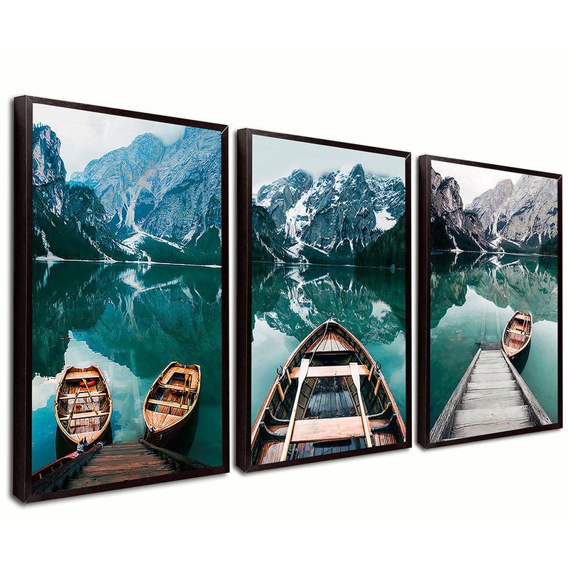 3 Pieces Landscape Boats Canvas