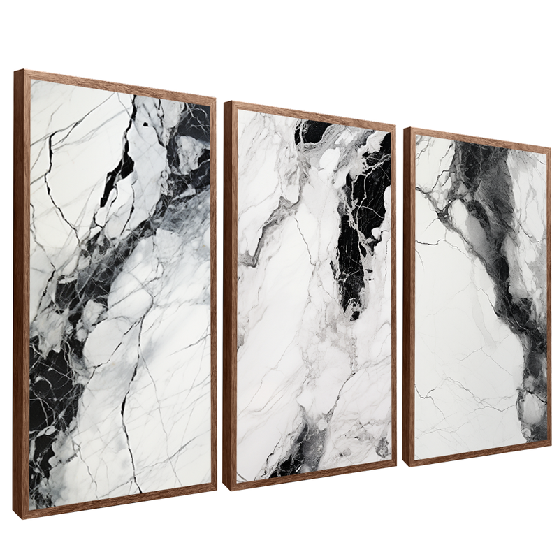 3 Pieces Marble Black and White V1354 Canvas