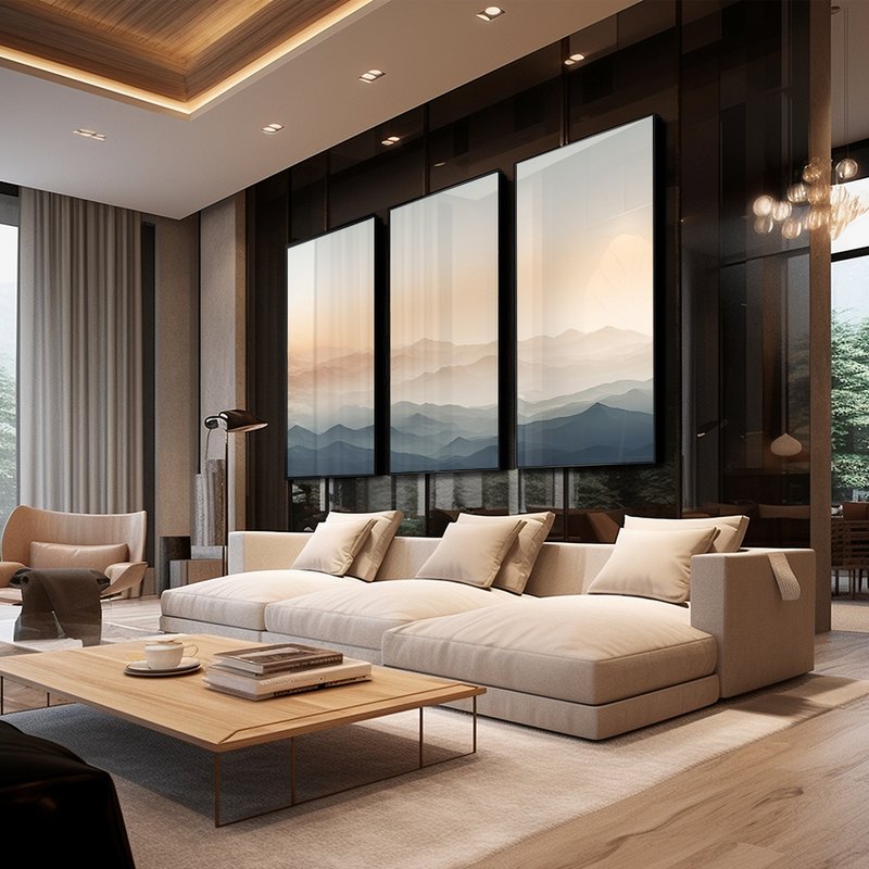 3 Pieces Minimalist Mountains Neutral Colors Canvas