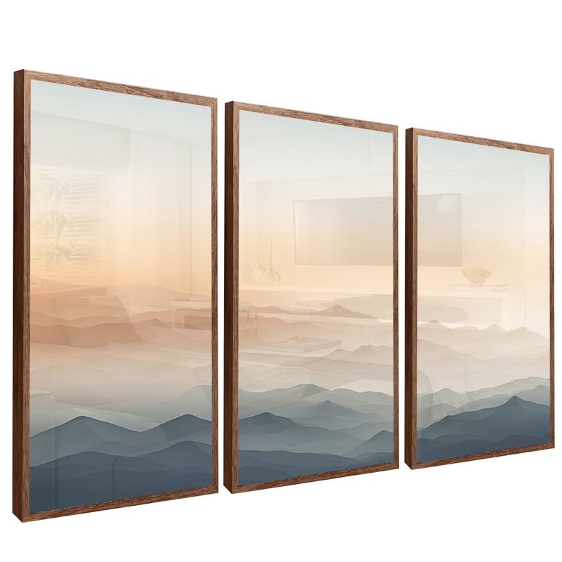 3 Pieces Minimalist Mountains Neutral Colors Canvas