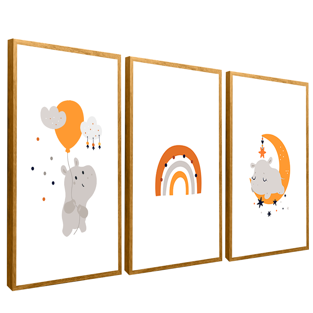 3 Pieces Rhino Kids V1496 Canvas