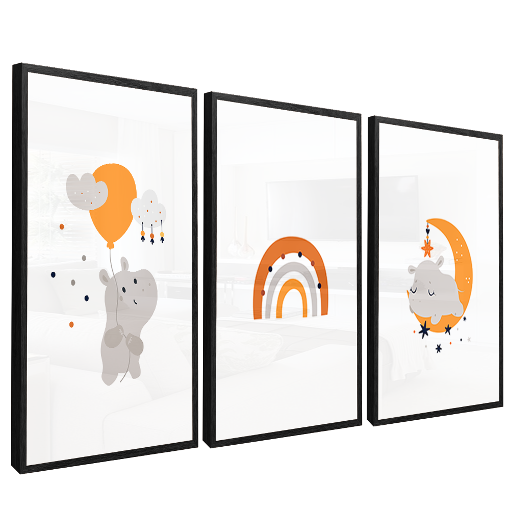 3 Pieces Rhino Kids V1496 Canvas