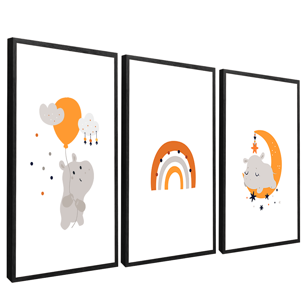 3 Pieces Rhino Kids V1496 Canvas