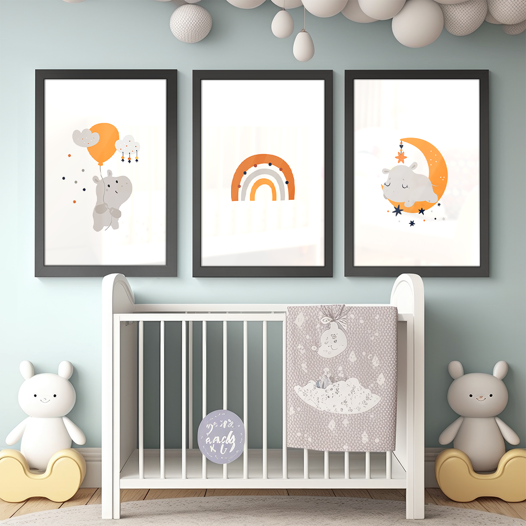 3 Pieces Rhino Kids V1496 Canvas