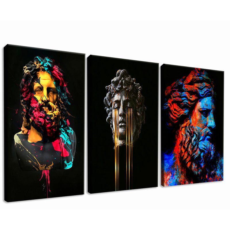 3 Pieces Statues Canvas