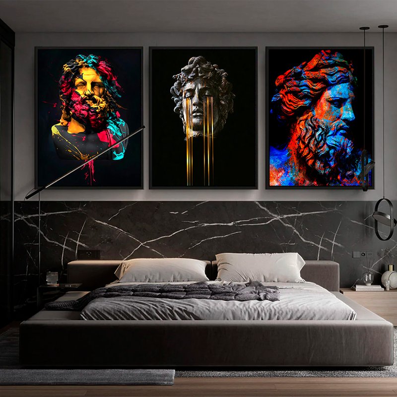 3 Pieces Statues Canvas