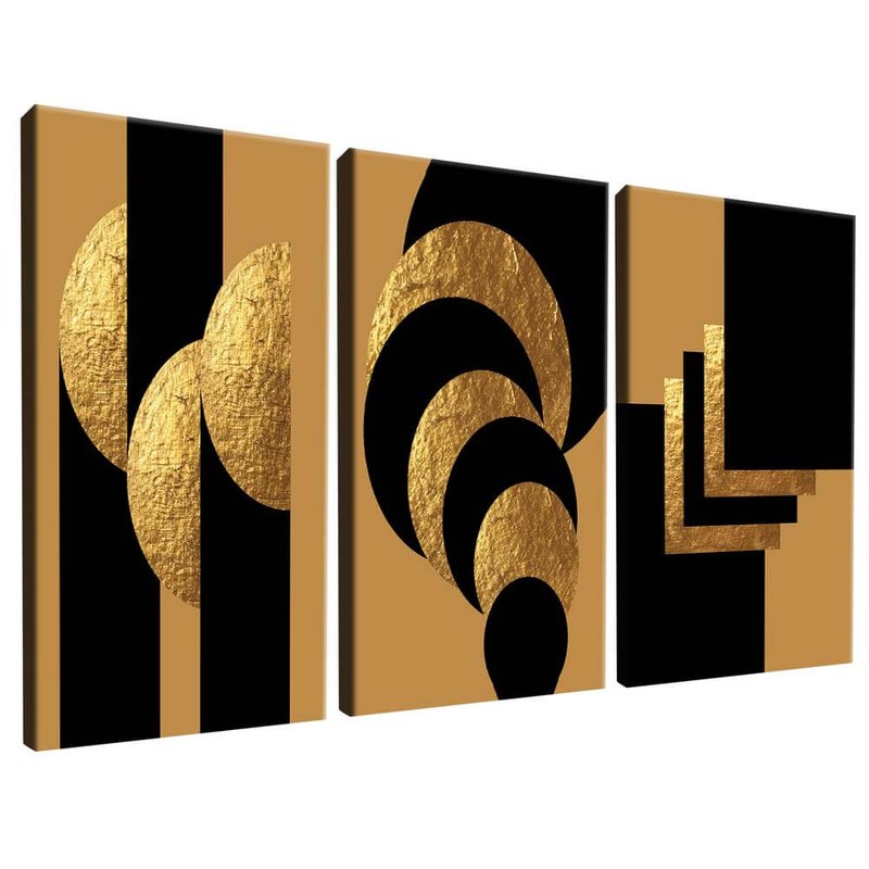 3 Pieces Symbols in Gold and Black V1604 Canvas