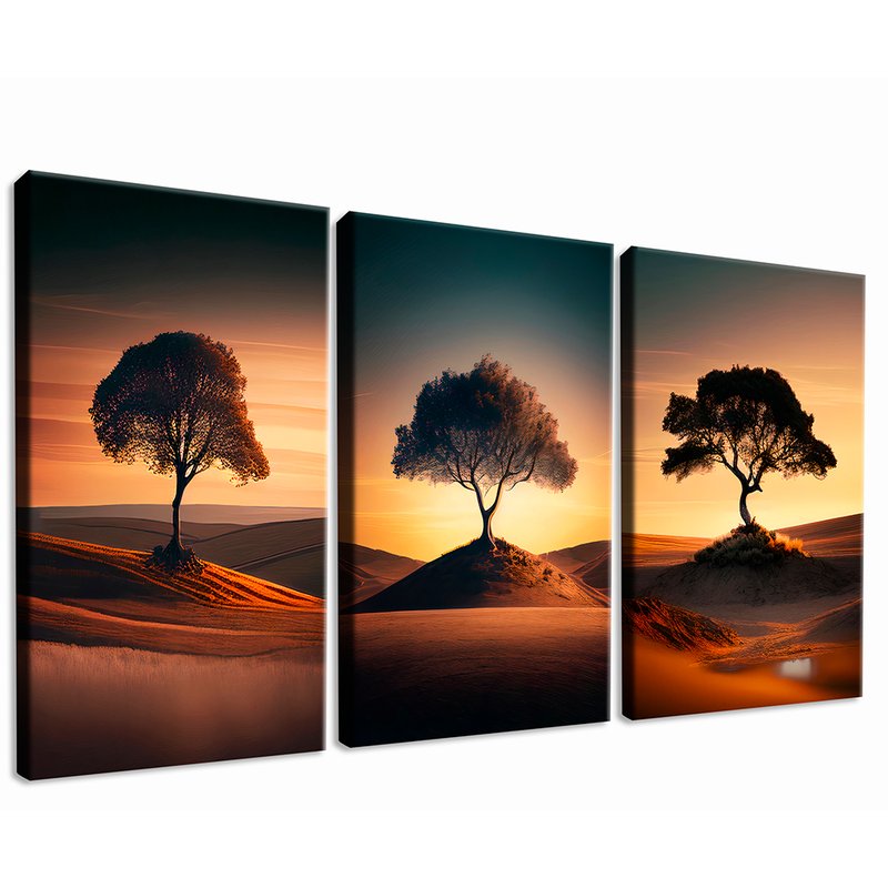 3 Pieces Trees in the Desert Canvas