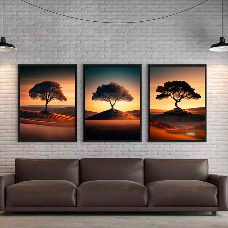 3 Pieces Trees in the Desert Canvas