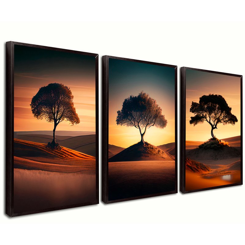 3 Pieces Trees in the Desert Canvas