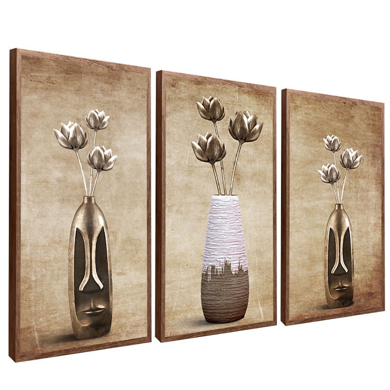 3 Pieces Vase and Flower V1437 Canvas