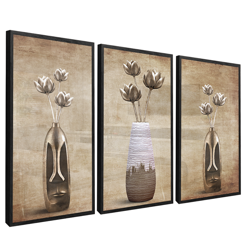 3 Pieces Vase and Flower V1437 Canvas